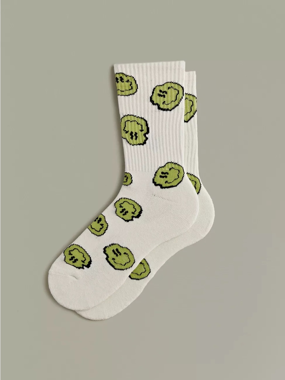 Urban Outfitters Warped Happy Face Print Crew Sock